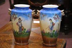 Pair Of English China Vases C1910  