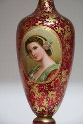 Stunning Pair Of Cameo Portrait Vases Fine Gilt on Ruby C1860 