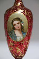 Stunning Pair Of Cameo Portrait Vases Fine Gilt on Ruby C1860 