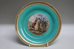 Antique Pratt Ware Cabinet Plate ""Chatting up 2 Maidens" #