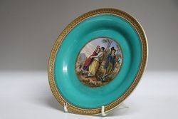 Antique Pratt Ware Cabinet Plate Chatting up 2 Maidens 