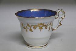 Copeland + Garrett Blue Ground Hand Painted Cup + Saucer C1833 