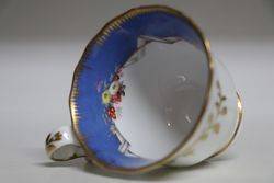 Copeland + Garrett Blue Ground Hand Painted Cup + Saucer C1833 