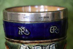 Royal Doulton Lambeth Silver Mounted Beaker London C1901 