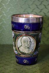 Royal Doulton Lambeth Silver Mounted Beaker London C1901 