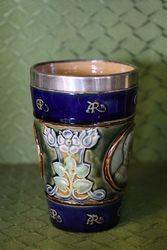 Royal Doulton Lambeth Silver Mounted Beaker London C1901 