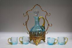 Victorian Liquor Set.  4 Cups On Gilt Stand #