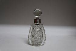 Antique Silver Mounted Cut Glass Scent Bottle  #