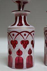 Pair OF 19th Century Ruby Overlay Scent Bottles C1870 