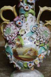 Early 19th Century Flower Vase With Hand Painted Centre  Panel C1840