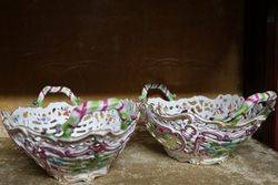 A Stunning Pair Of Dresden Baskets C1880 