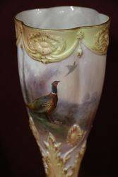 Pair Of Royal Worcester Goblet Vases C1908 By Jas Stinton 