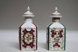 Pair Of Victorian Porcelain Scent Bottles  #