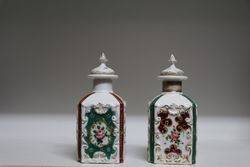 Pair Of Victorian Porcelain Scent Bottles  