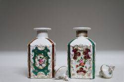 Pair Of Victorian Porcelain Scent Bottles  