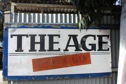 Genuine,  The Age, Tin Advertising Sign.