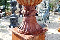 Large Athens  Cast Iron Urn On Base 