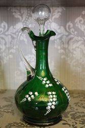 Victorian Green Glass Wine Jug & Stopper. #
