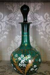Victorian Green Glass Brandy Decanter & Stopper.#