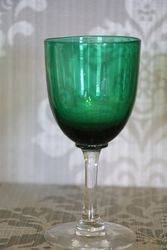 Set Of 4 Victorian Green Wine Glass 