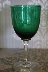 Set Of 4 Victorian Green Wine Glass 