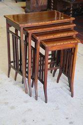 Antique Inlaid Mahogany Nest of 4 Tables . #