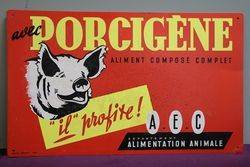 Porcigene Aliment Compose Complet French Advertising Tin Sign #
