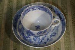 Early Blue + White CupSaucer English C1800 