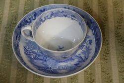 Early Blue and White Cup + Saucer English C1800 