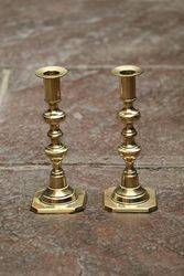 Pair Of Antique Brass Candlesticks 