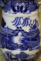 George Grainger + Co Worcester Blue and White Willow Jug C1850 