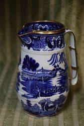 George Grainger + Co Worcester Blue and White Willow Jug C1850 