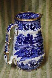 George Grainger + Co Worcester Blue and White Willow Jug C1850 