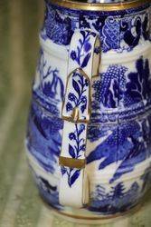 George Grainger + Co Worcester Blue and White Willow Jug C1850 