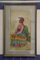 Original Decorative Framed Watercolor Painting #