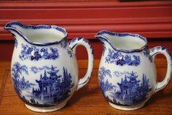 Set of 3 Royal Doulton Flow Blue Madras Jugs 