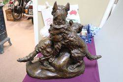 Signed By TCartier  Dogs Bronze Figure 