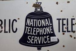 A National Telephone Service and39Public Telephoneand39 Enamel Sign 