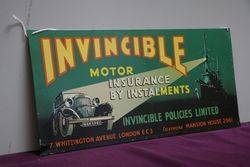 Invincible Motor insurance Pictorial Tin Sign 