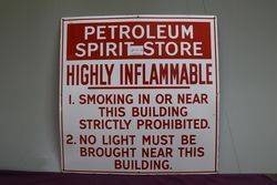 Petroleum Spirit Store Warning Enamel Sign #