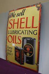 A Rare and Early Shell Lubricating Oils Pictorial Enamel Sign