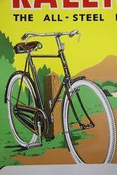 Raleigh All Steel Bicycle Pictorial Enamel Sign 