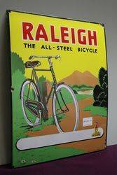 Raleigh All Steel Bicycle Pictorial Enamel Sign 