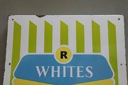 Whites Soft Drinks Enamel Milk Bar Advertising Sign 