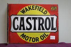 Wakefield Castrol Motor Oil Double Sided Enamel Sign #