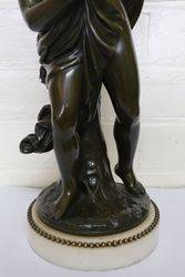 C1790  Pair Of French Bronze Figures On White Carrara Marble Stands 