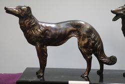 Art Deco Spelter And Marble Pair Of Borzoi Dogs C1930 