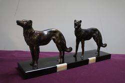 Art Deco Spelter And Marble Pair Of Borzoi Dogs C1930 