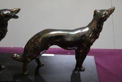 Art Deco Spelter And Marble Pair Of Borzoi Dogs C1930 