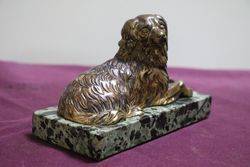 Vintage Bronze Figure of a King Charles Cavalier On a Marble Base 